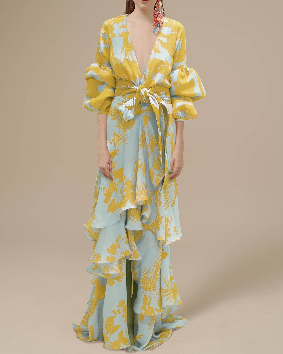 Abito maxi in chiffon stampato da donna – Fluido ed elegante 0