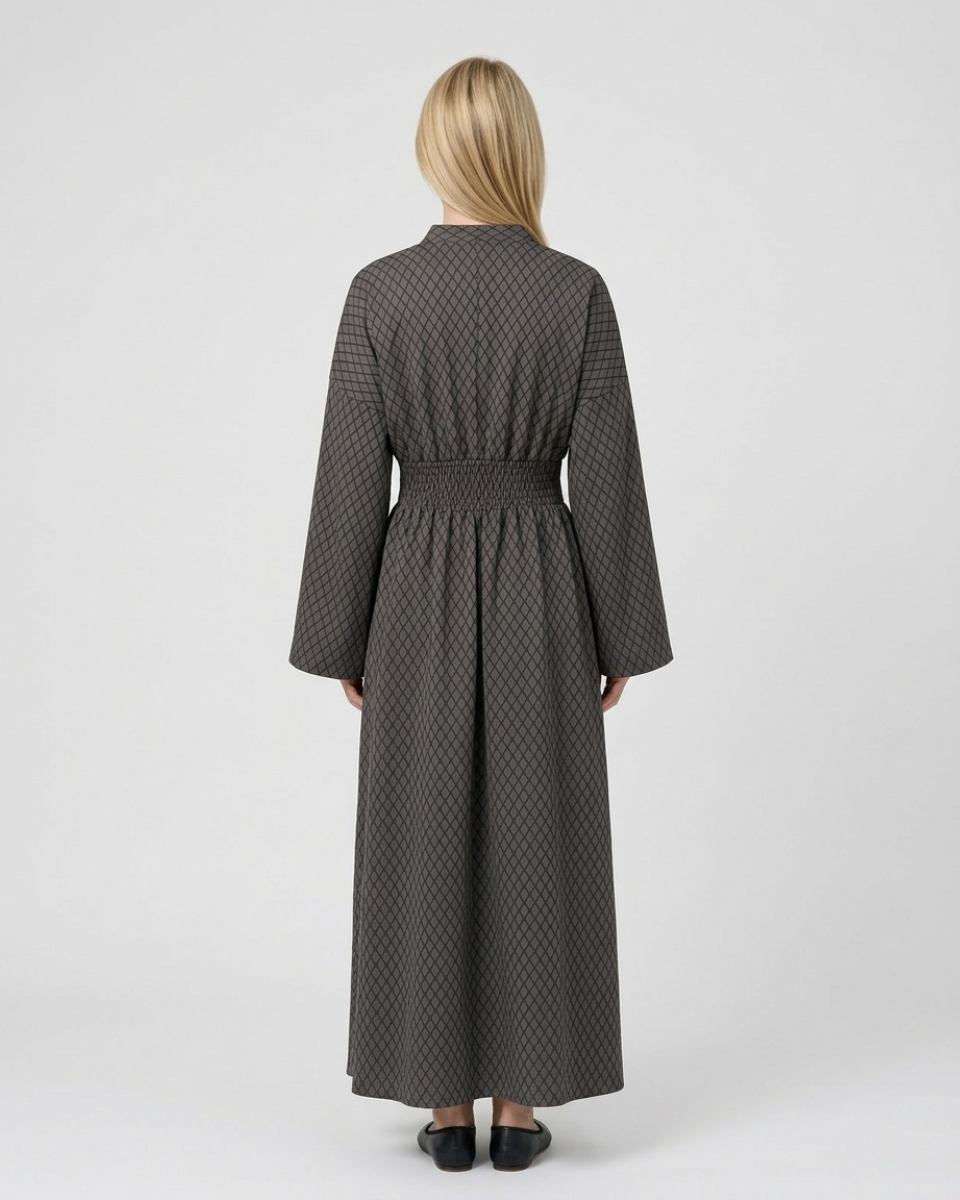 Abito Maxi Donna | Fantasia a Rombi & Maniche Campana Sartoriali