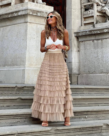 Abito Maxi Donna | Gonna in Tulle a Strati & Stile Romantico