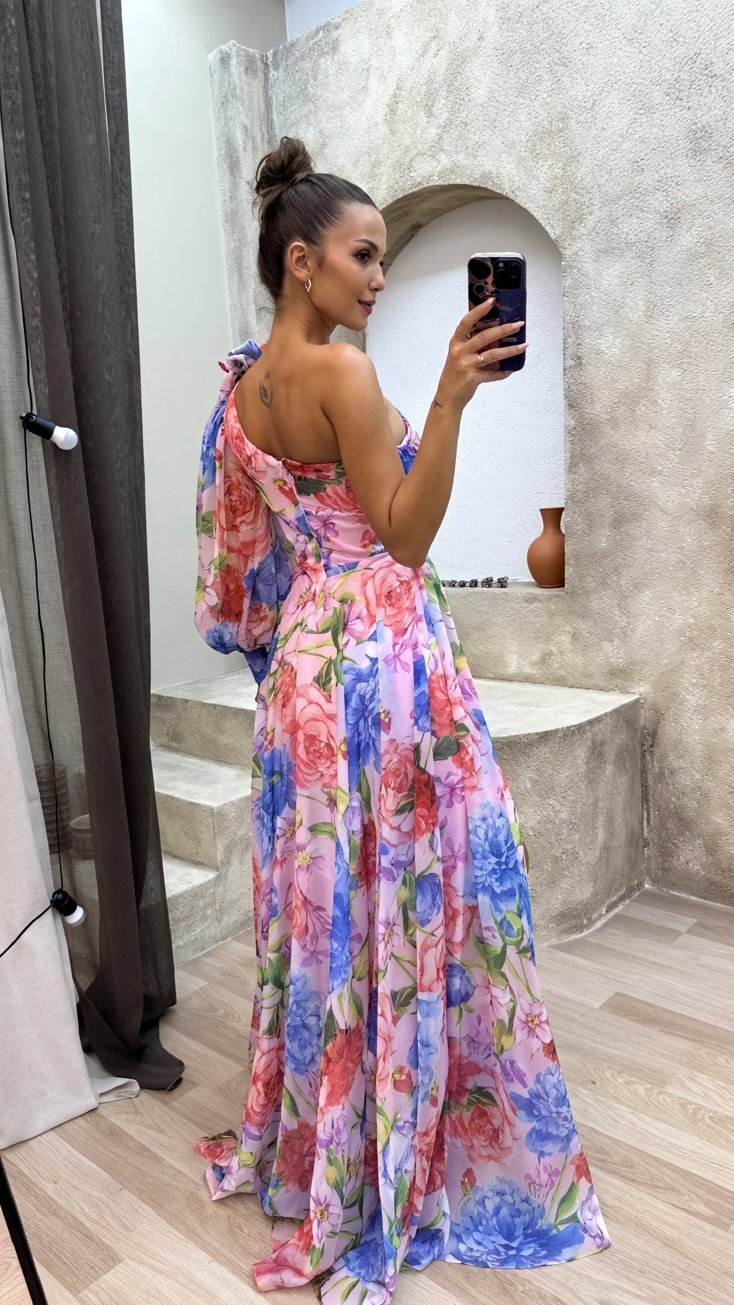 Abito Maxi Donna | Monospalla Floreale & Spacco Scenografico