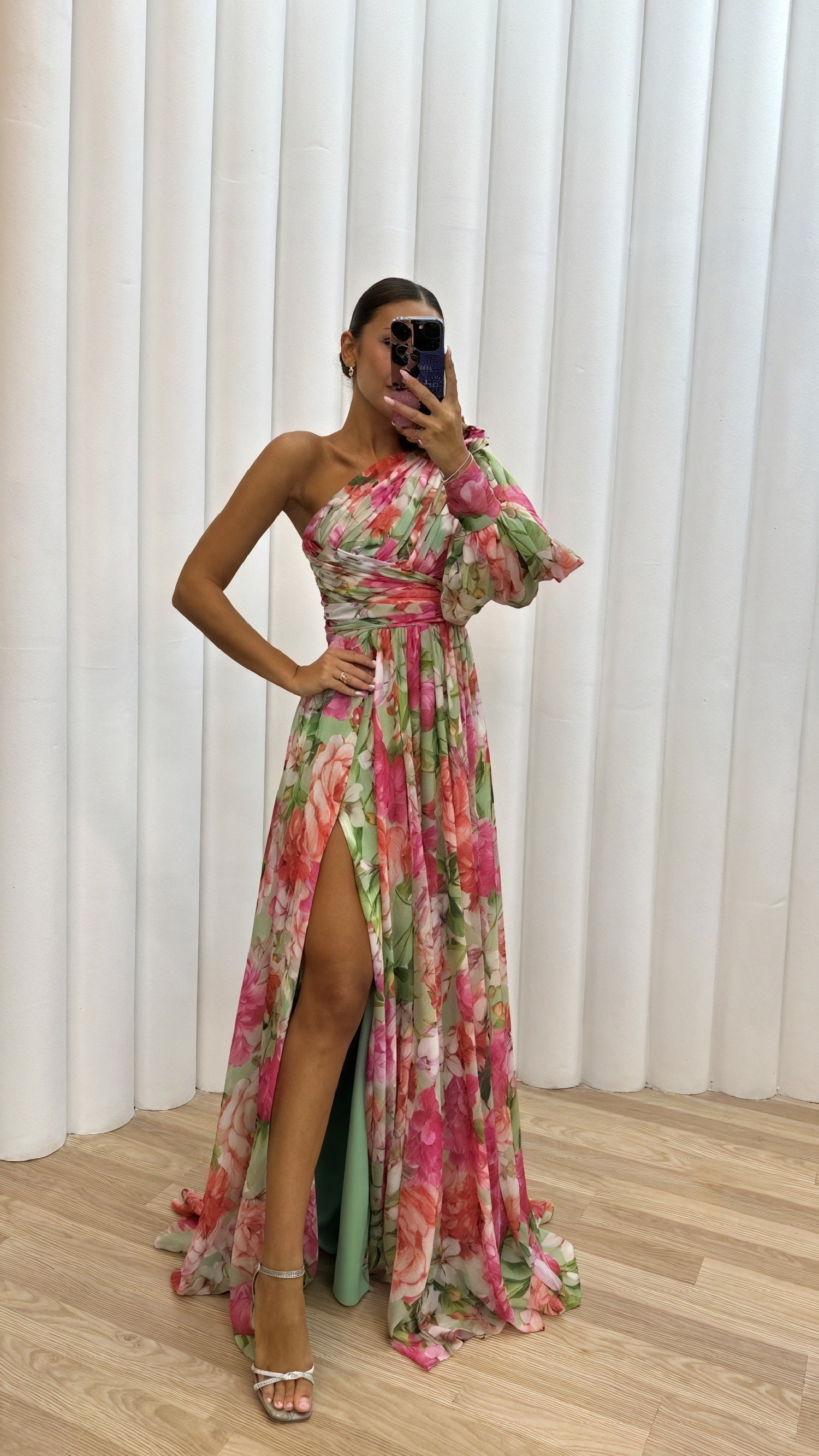 Abito Maxi Donna | Monospalla Floreale & Spacco Scenografico