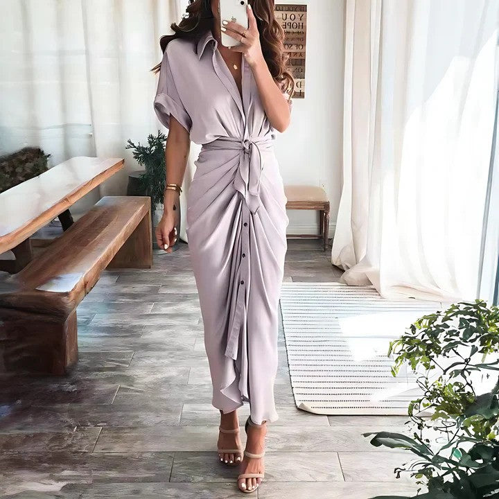 Abito Maxi Donna | Nodo in Vita & Silhouette Drappeggiata Chic