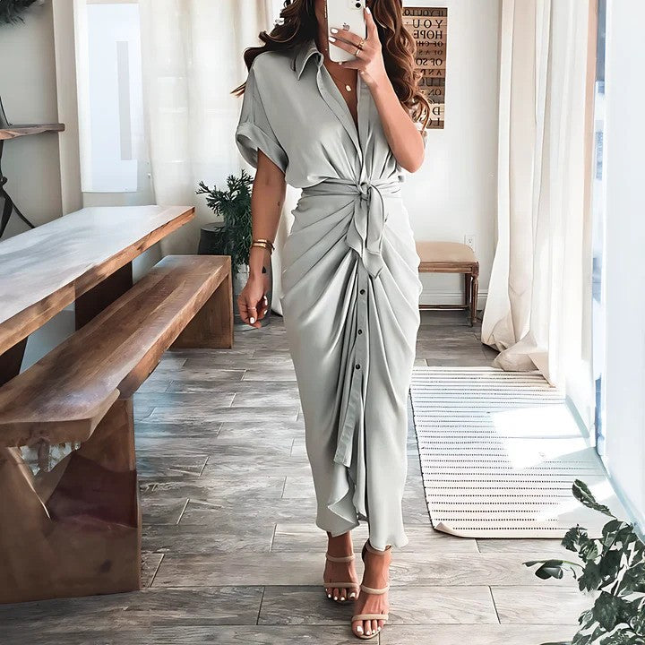 Abito Maxi Donna | Nodo in Vita & Silhouette Drappeggiata Chic