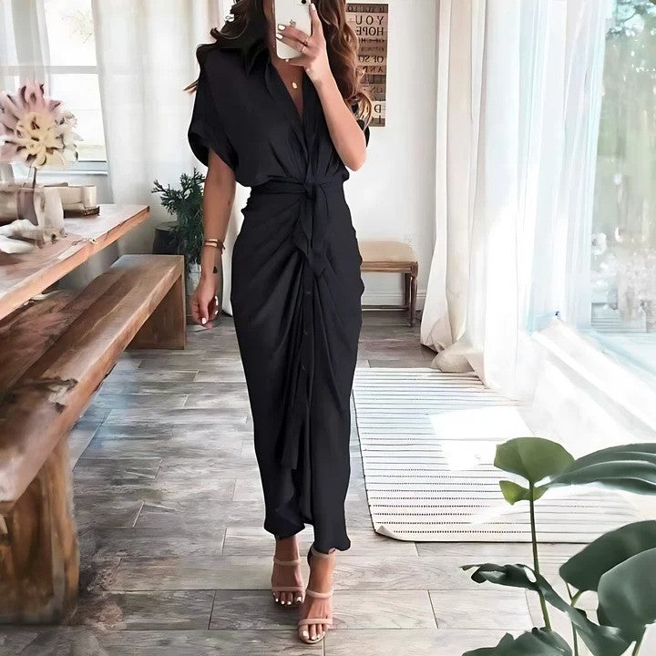 Abito Maxi Donna | Nodo in Vita & Silhouette Drappeggiata Chic