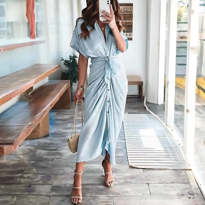 Abito Maxi Donna | Nodo in Vita & Silhouette Drappeggiata Chic