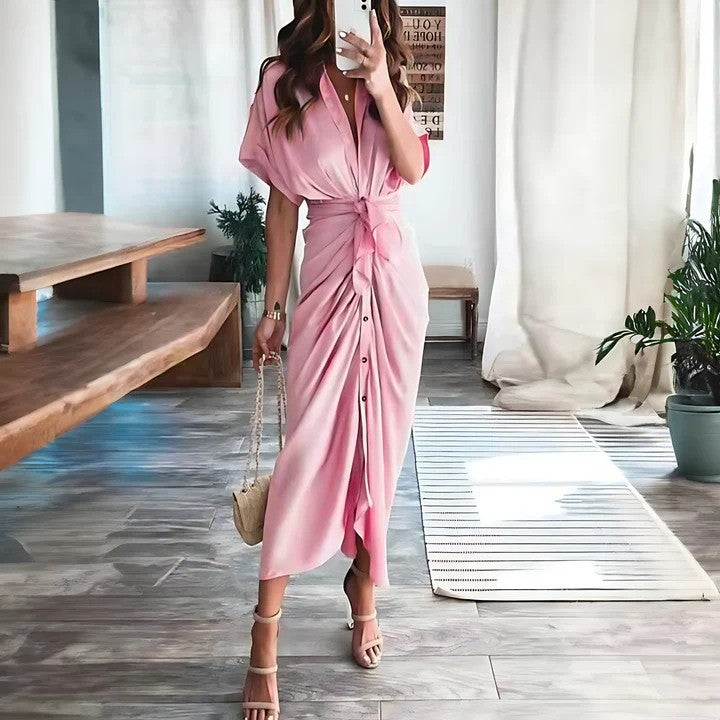 Abito Maxi Donna | Nodo in Vita & Silhouette Drappeggiata Chic