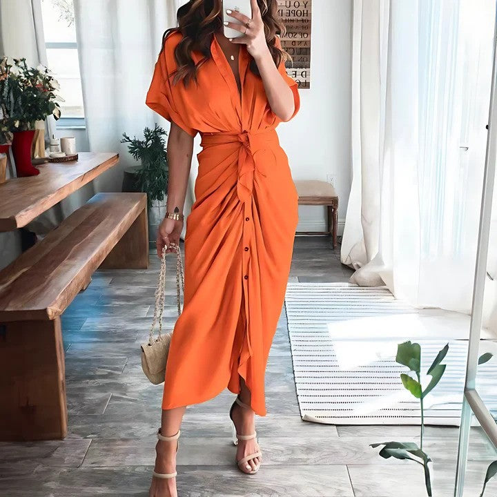 Abito Maxi Donna | Nodo in Vita & Silhouette Drappeggiata Chic