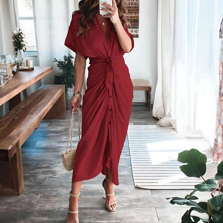 Abito Maxi Donna | Nodo in Vita & Silhouette Drappeggiata Chic