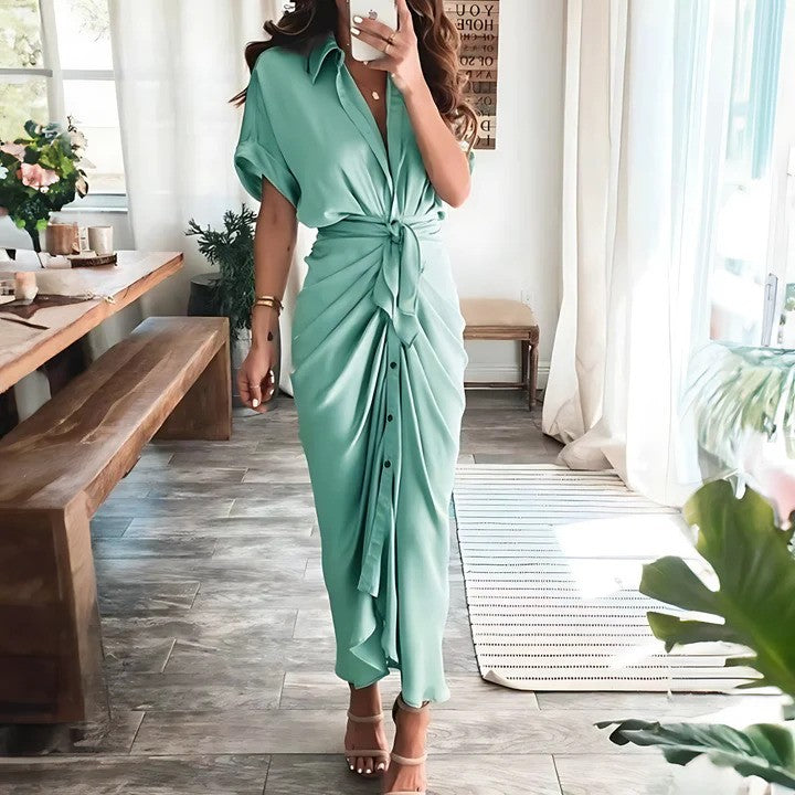 Abito Maxi Donna | Nodo in Vita & Silhouette Drappeggiata Chic