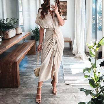 Abito Maxi Donna | Nodo in Vita & Silhouette Drappeggiata Chic