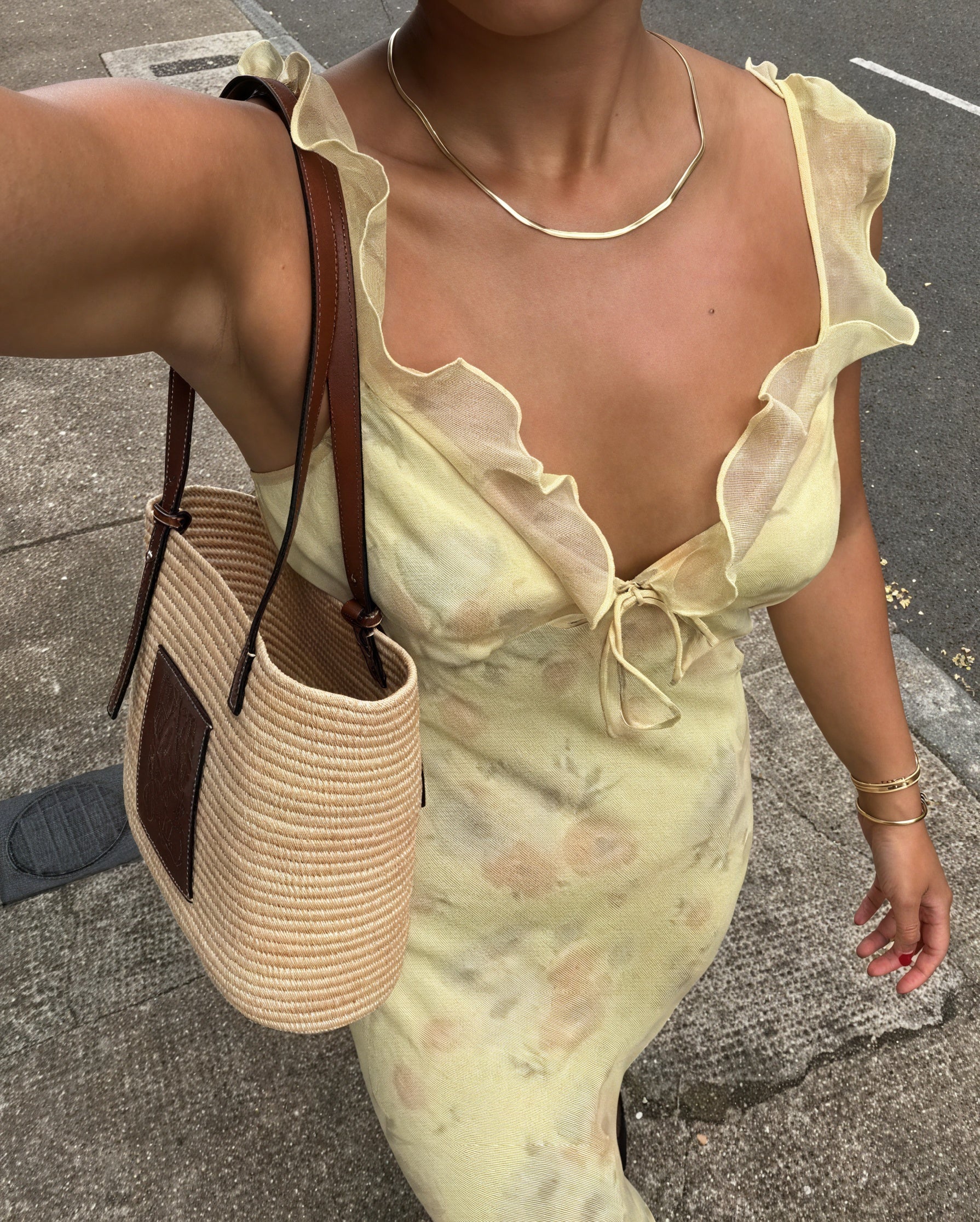 Abito Maxi Donna | Spalline con Volant & Stampa Floreale Acquarello