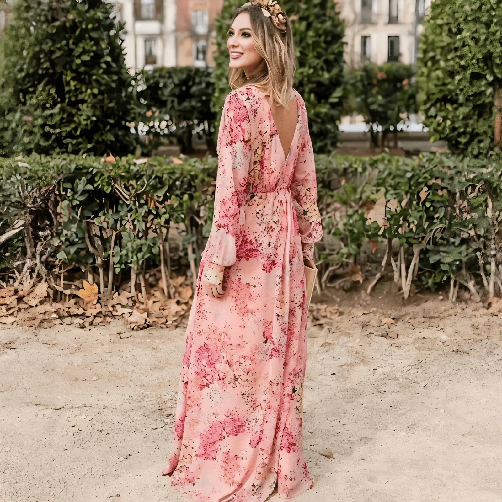 Abito Maxi Donna | Stampa Floreale Acquarello & Maniche Svasate Romantiche