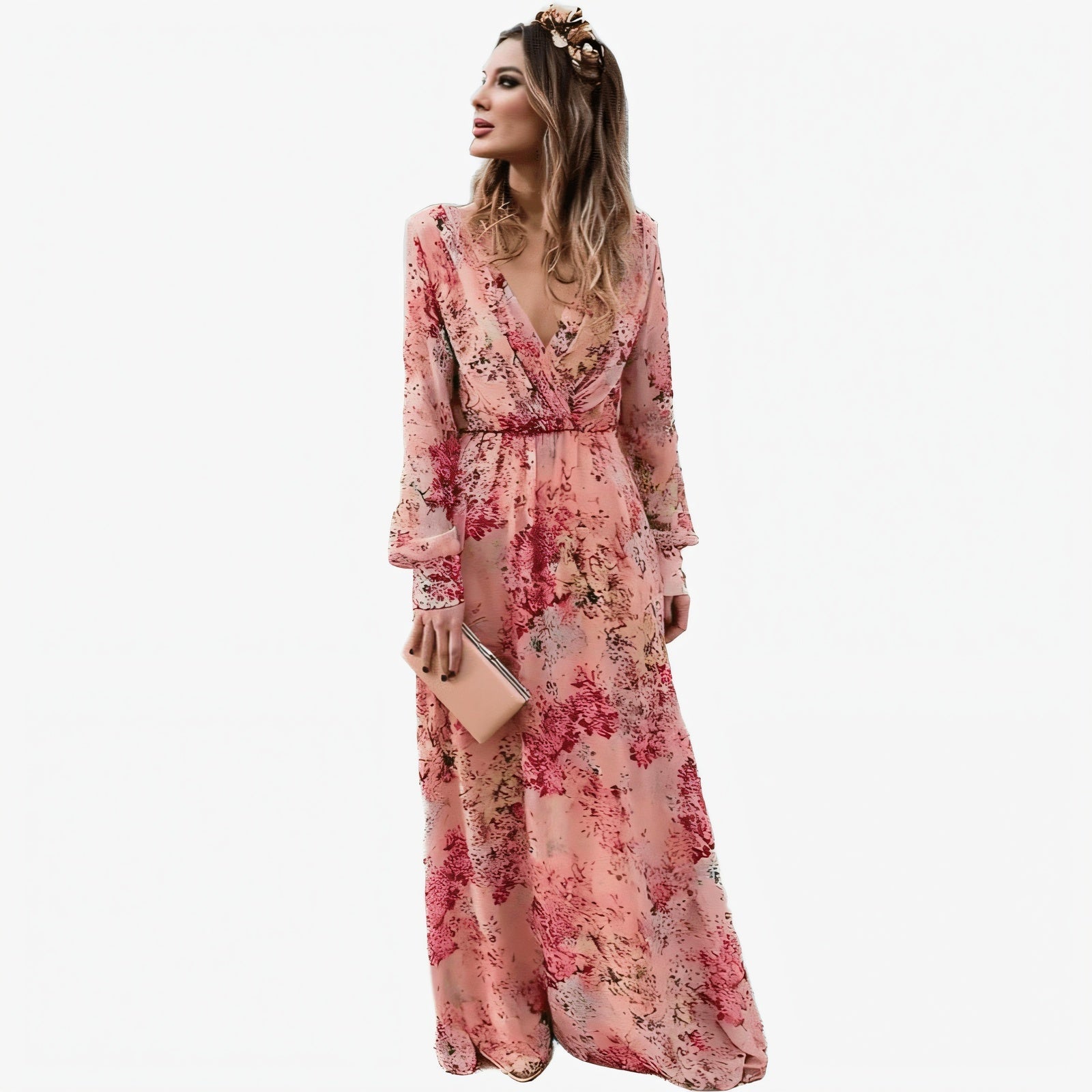 Abito Maxi Donna | Stampa Floreale Acquarello & Maniche Svasate Romantiche