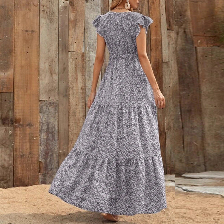Abito Maxi Donna | Stampa Floreale Boho & Gonna a Balze Svolazzante