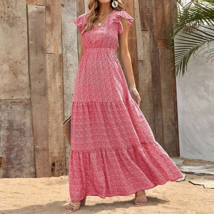 Abito Maxi Donna | Stampa Floreale Boho & Gonna a Balze Svolazzante