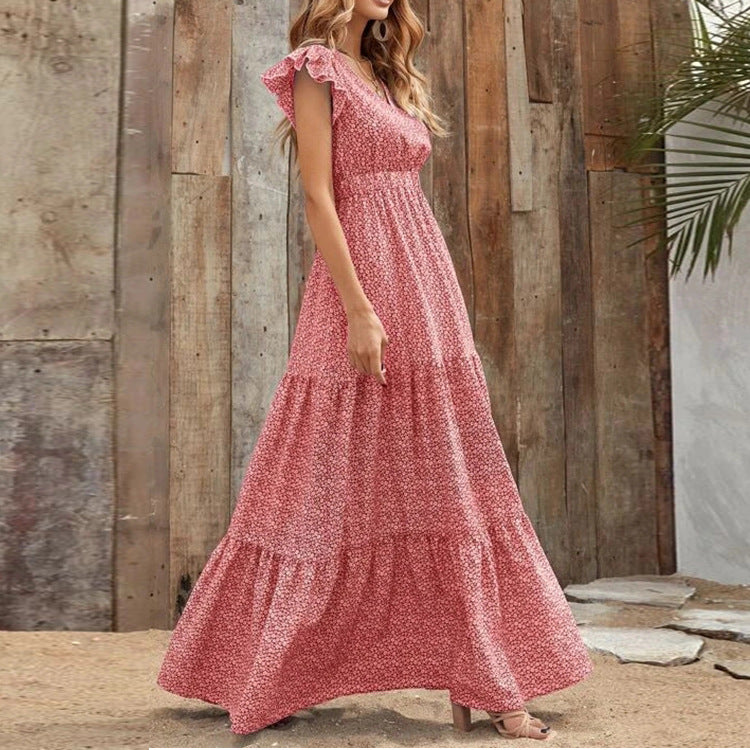 Abito Maxi Donna | Stampa Floreale Boho & Gonna a Balze Svolazzante