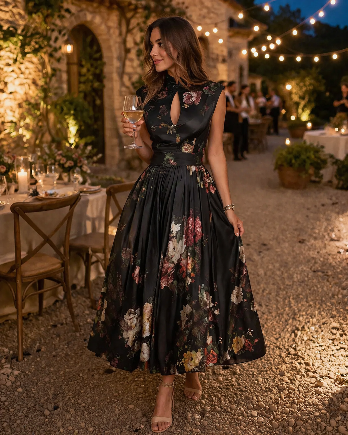 Abito Maxi Donna | Stampa Floreale & Colletto Mandarino