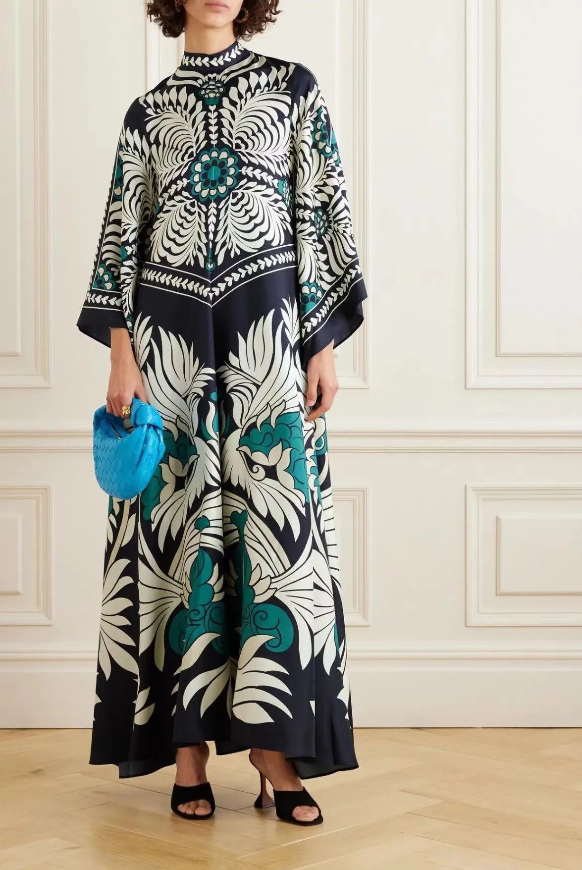 Abito Maxi Donna | Stampa Floreale Grandeur & Maniche a Campana