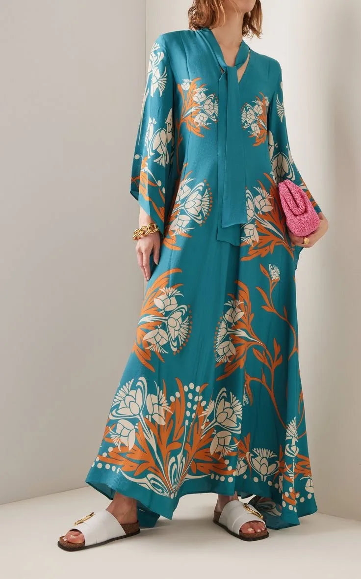 Abito Maxi Donna | Stampa Floreale Grandeur & Maniche a Campana