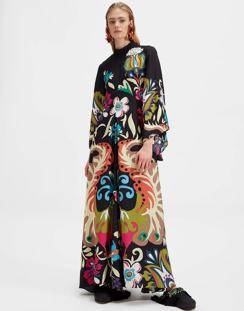 Abito Maxi Donna | Stampa Floreale Grandeur & Maniche a Campana