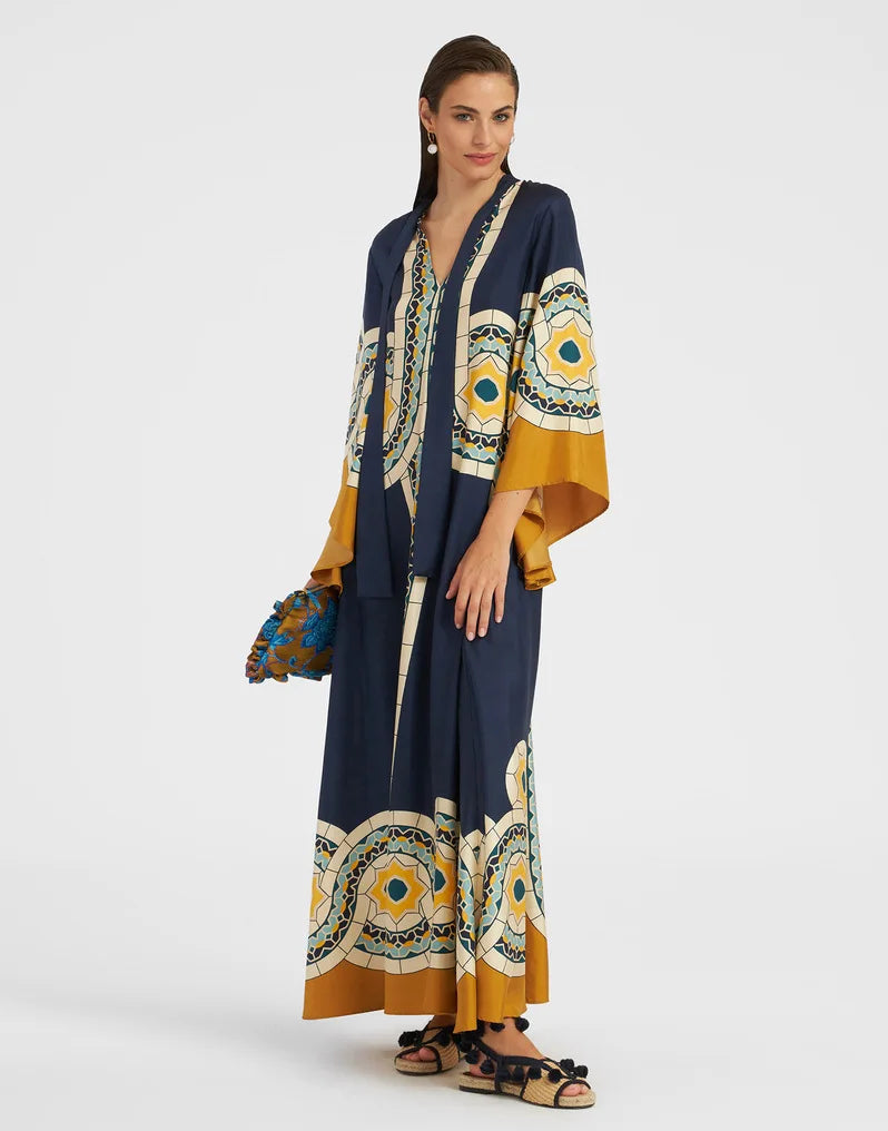 Abito Maxi Donna | Stampa Floreale Grandeur & Maniche a Campana