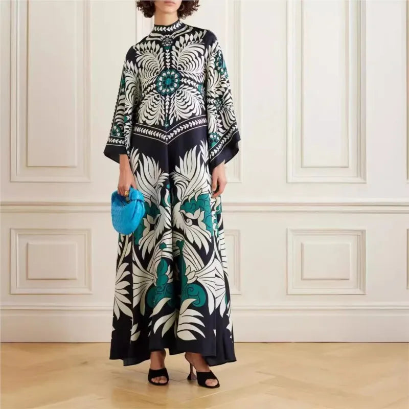 Abito Maxi Donna | Stampa Floreale Grandeur & Maniche a Campana