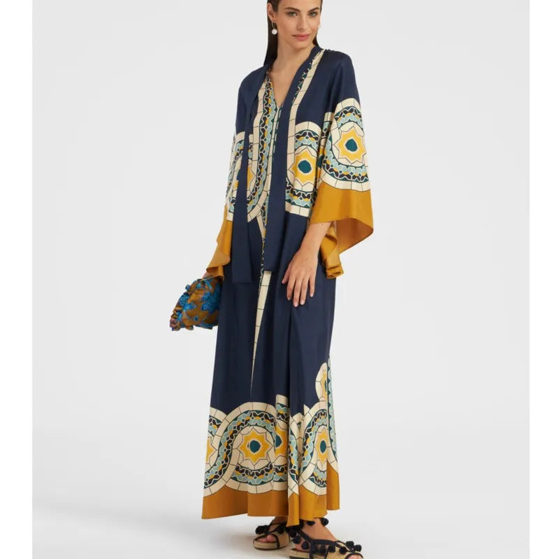 Abito Maxi Donna | Stampa Floreale Grandeur & Maniche a Campana
