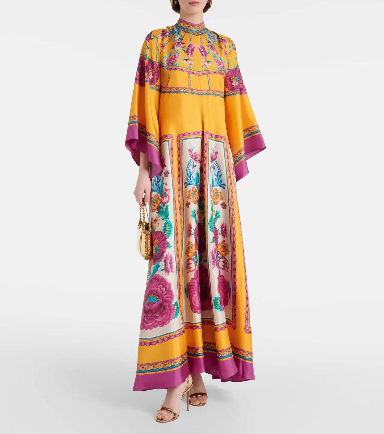 Abito Maxi Donna | Stampa Floreale Grandeur & Maniche a Campana