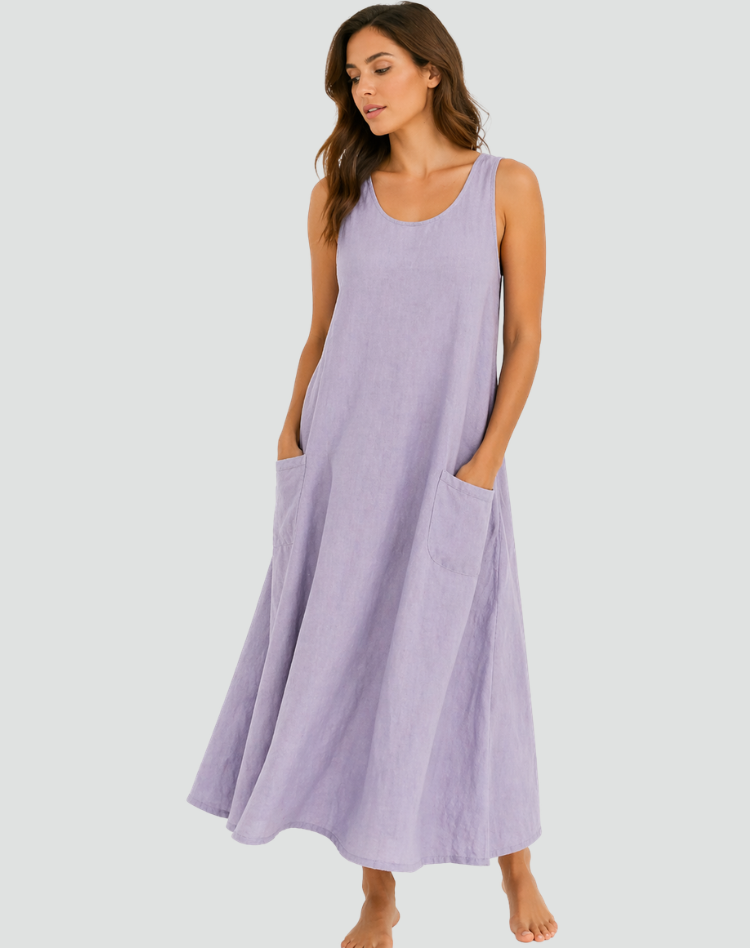 Abito Maxi Donna | Tasche Laterali e Vestibilità Ampia Svolazzante