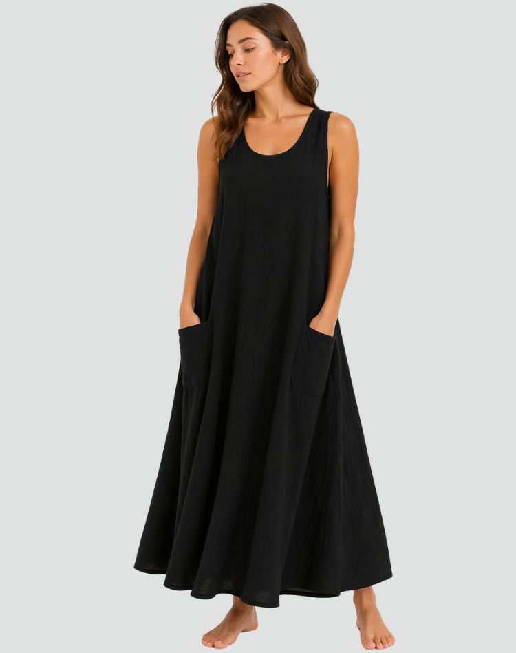Abito Maxi Donna | Tasche Laterali e Vestibilità Ampia Svolazzante