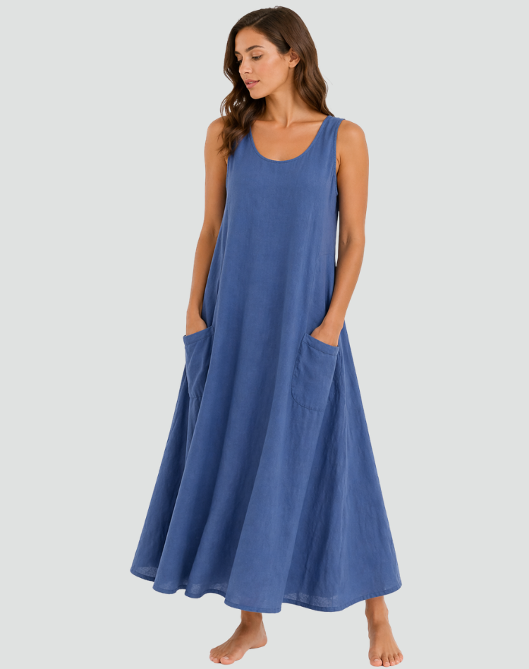 Abito Maxi Donna | Tasche Laterali e Vestibilità Ampia Svolazzante