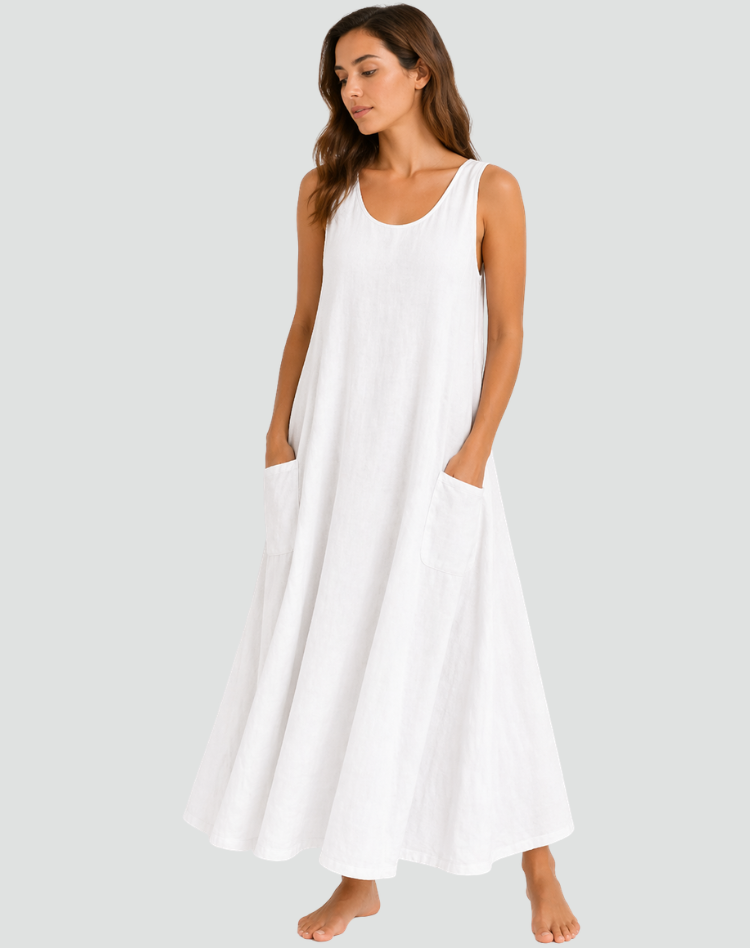 Abito Maxi Donna | Tasche Laterali e Vestibilità Ampia Svolazzante