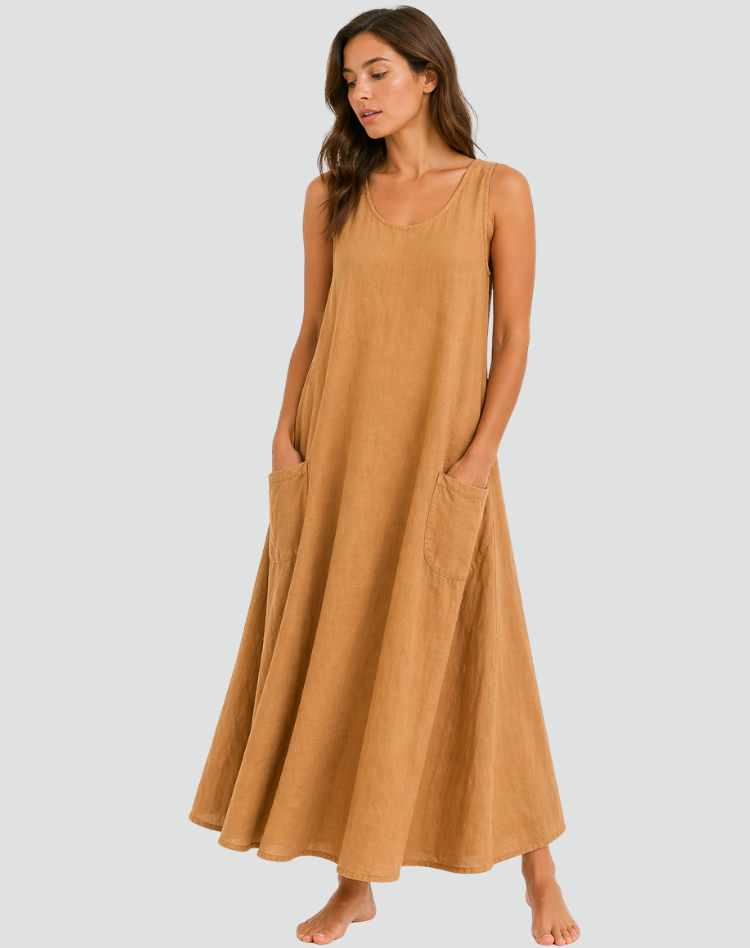 Abito Maxi Donna | Tasche Laterali e Vestibilità Ampia Svolazzante