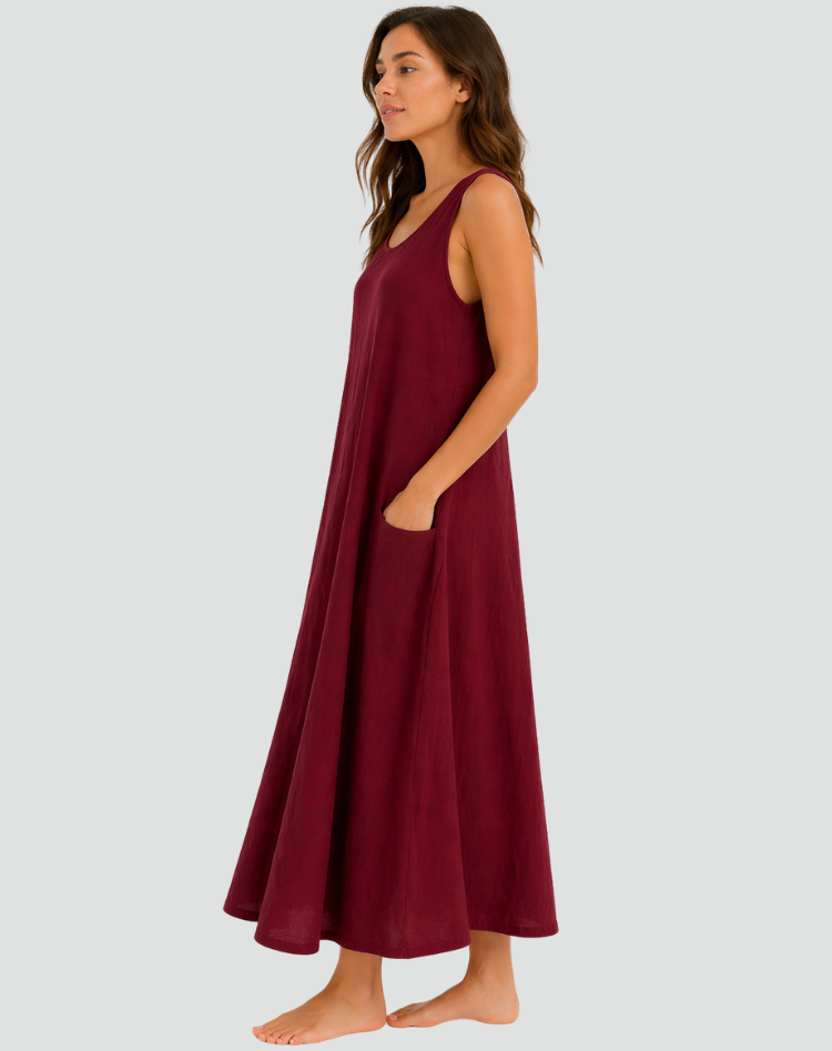 Abito Maxi Donna | Tasche Laterali e Vestibilità Ampia Svolazzante