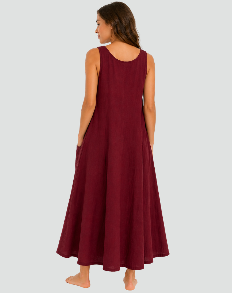 Abito Maxi Donna | Tasche Laterali e Vestibilità Ampia Svolazzante