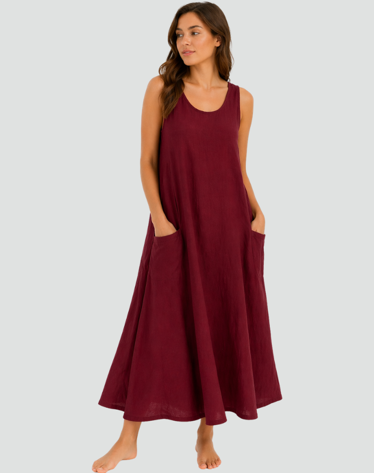 Abito Maxi Donna | Tasche Laterali e Vestibilità Ampia Svolazzante
