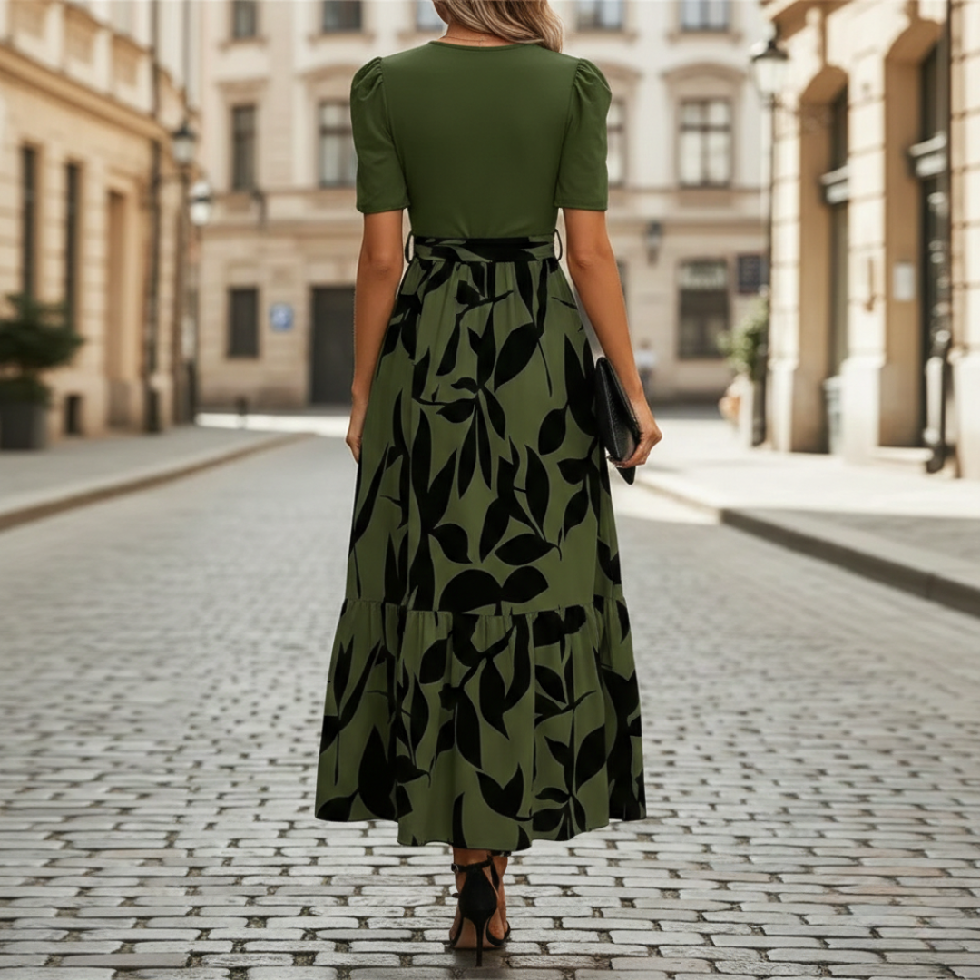 Abito Maxi Donna | Vita con Cintura & Balze Fluide