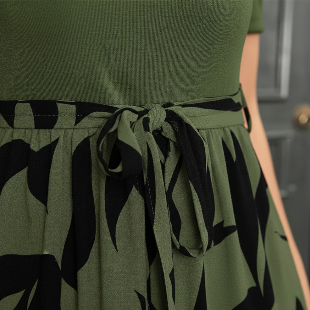 Abito Maxi Donna | Vita con Cintura & Balze Fluide