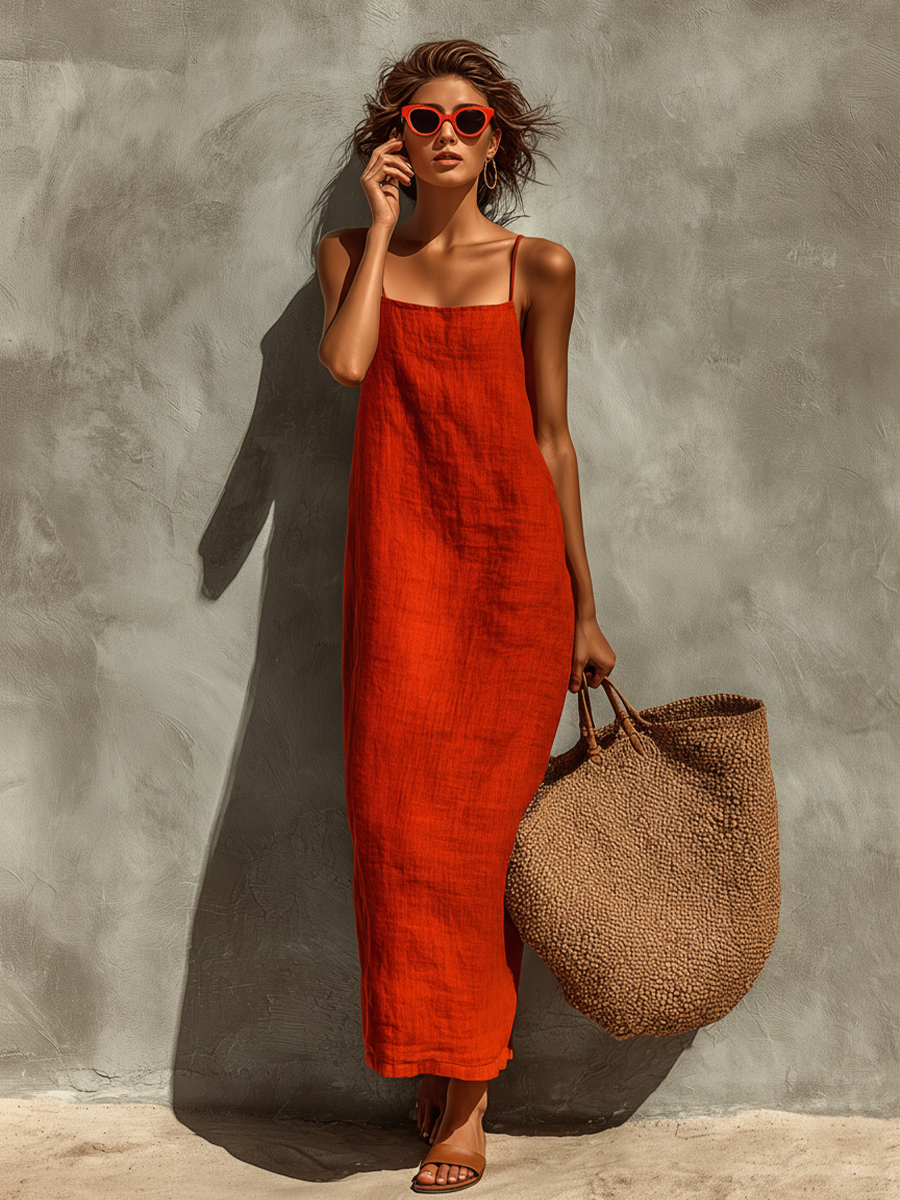 Abito Maxi Donna con Spalline Sottili | Stile Boho & Vestibilità Rilassata
