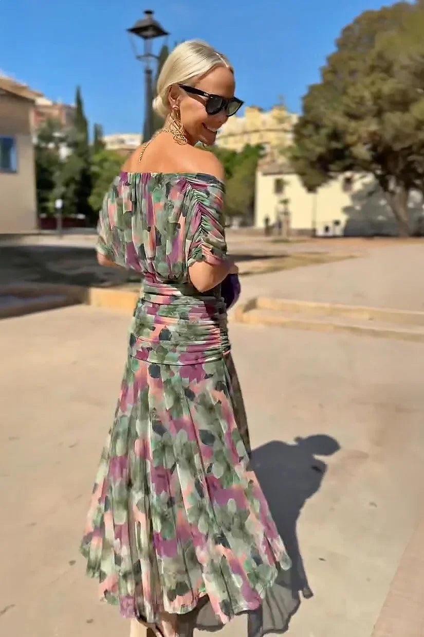 Abito Maxi Elegante Donna | Scollo a V slancia & Drappeggio valorizzante