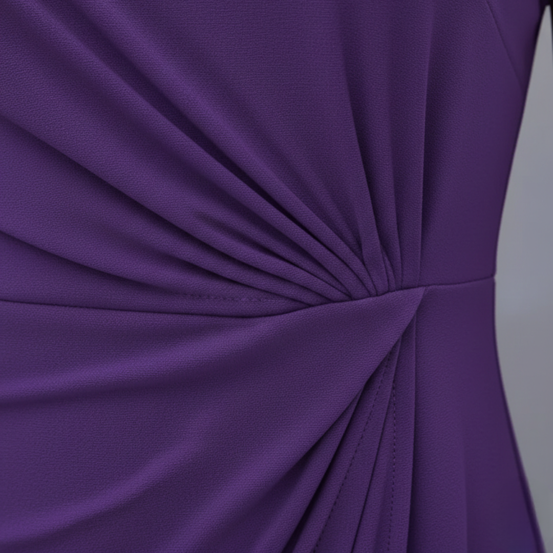 Abito Midi a Maniche Corte con Arricciatura Frontale Donna 3