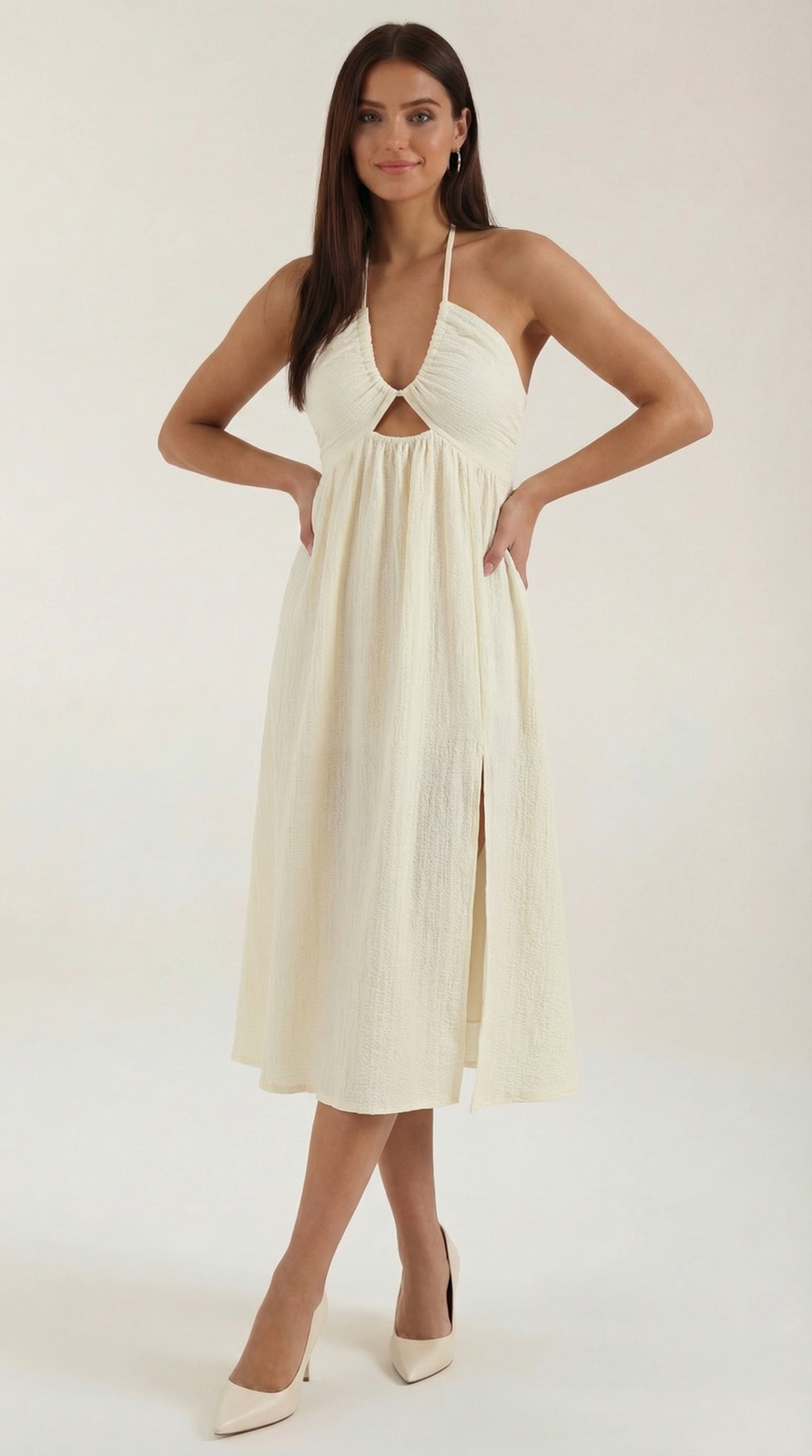 Women's Midi Dress | Halter Neck & Alluring Cut-Out