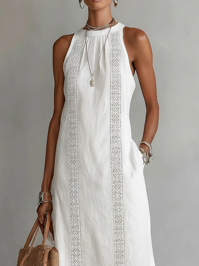 Abito Midi Donna | Dettagli in Pizzo & Spacco Laterale