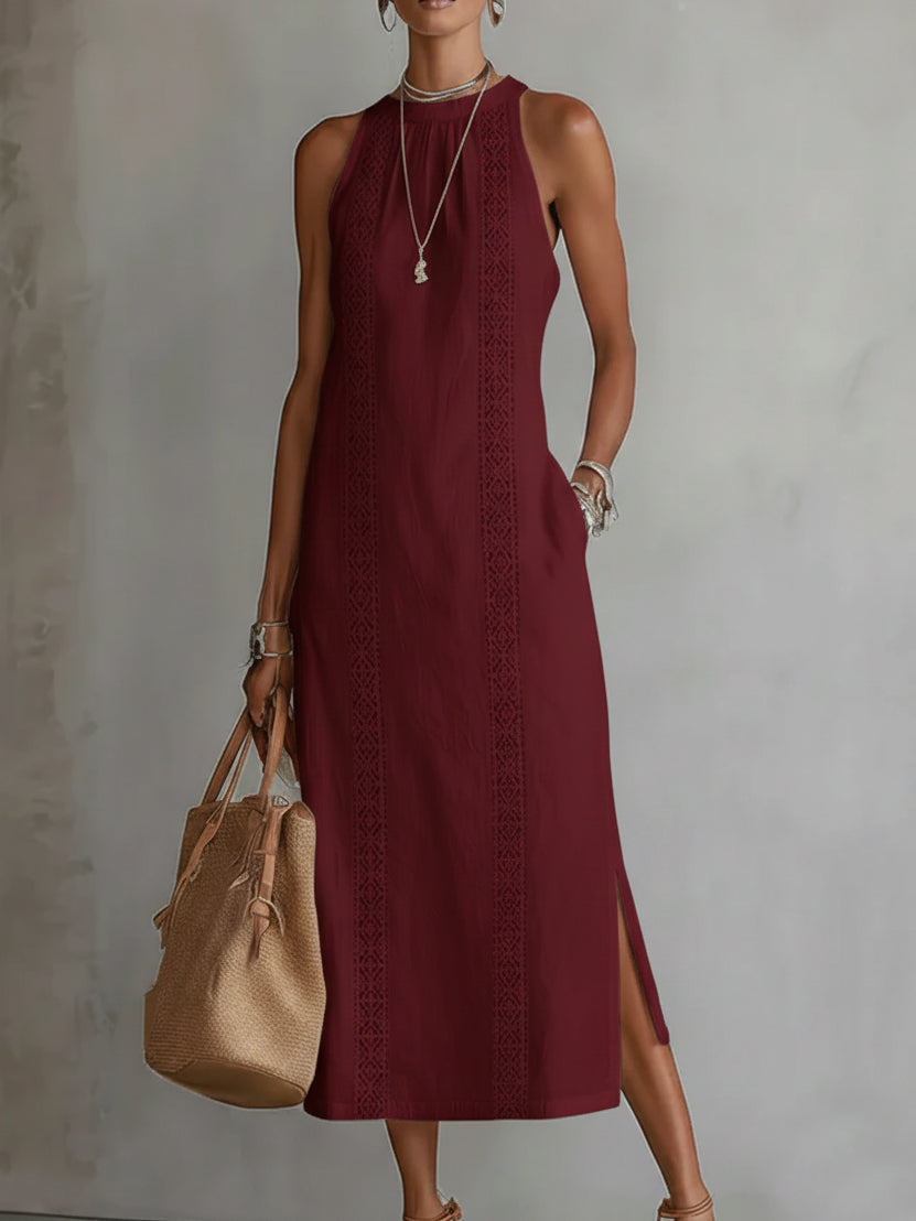 Abito Midi Donna | Dettagli in Pizzo & Spacco Laterale