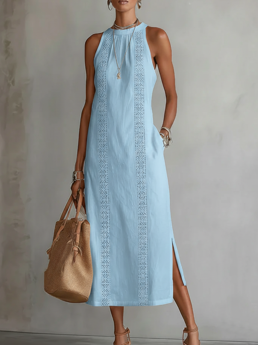 Abito Midi Donna | Dettagli in Pizzo & Spacco Laterale
