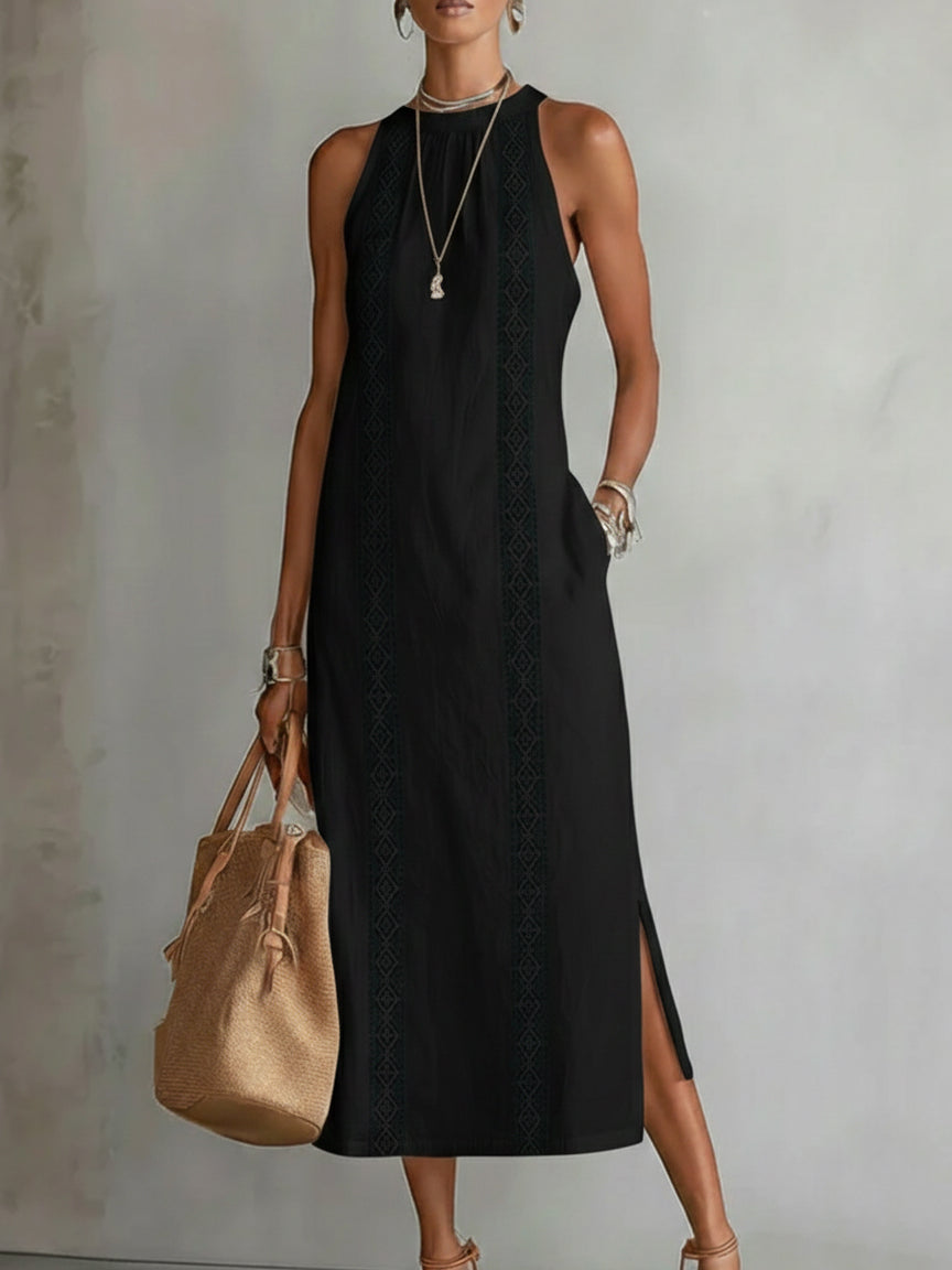 Abito Midi Donna | Dettagli in Pizzo & Spacco Laterale