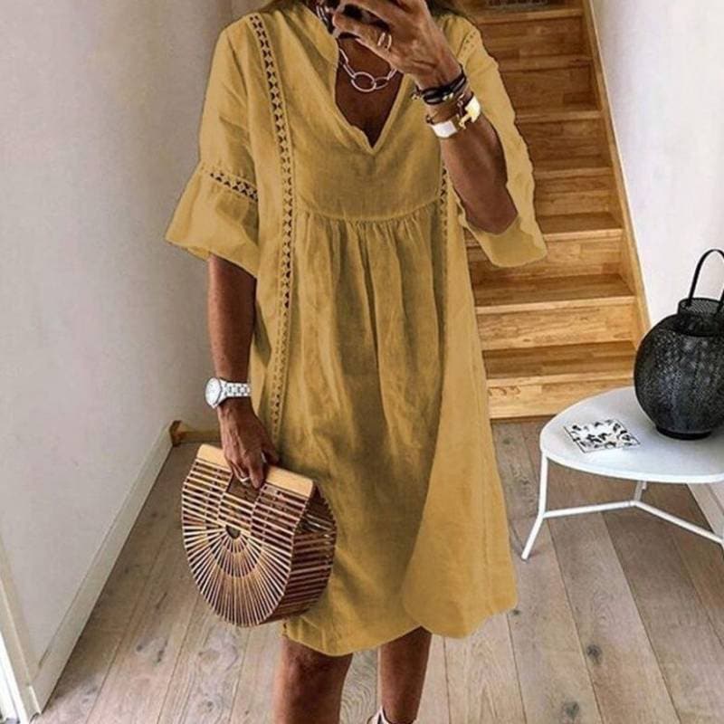 Abito Midi Donna | Dettagli in Pizzo & Vestibilità Fluente Estiva
