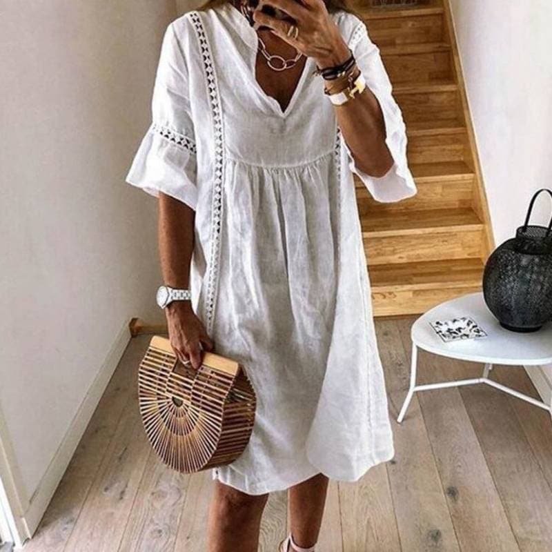 Abito Midi Donna | Dettagli in Pizzo & Vestibilità Fluente Estiva