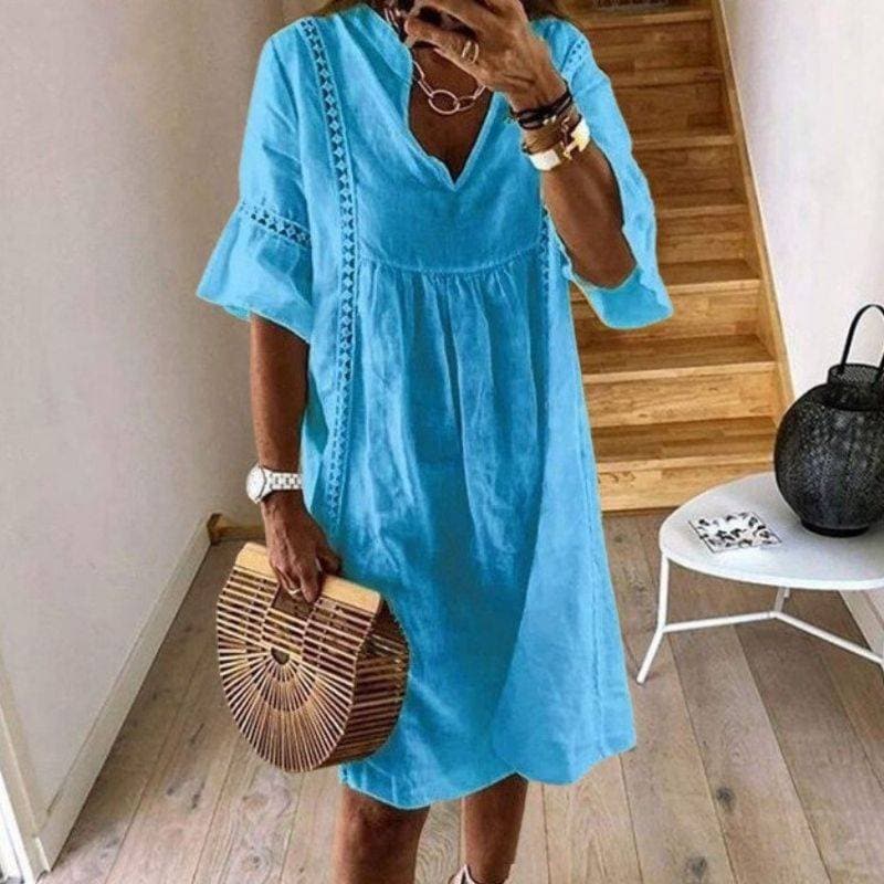 Abito Midi Donna | Dettagli in Pizzo & Vestibilità Fluente Estiva