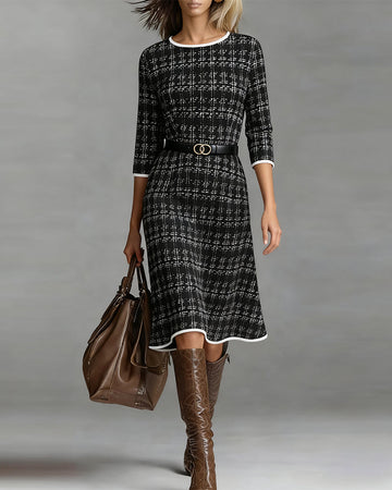 Abito Midi Donna | Fantasia Check & Eleganza Sartoriale Autunnale